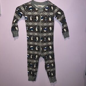 Hanna Andersson Euro 90 US 3 Penguin Fair Isle Organic Cotton One Piece Pajamas